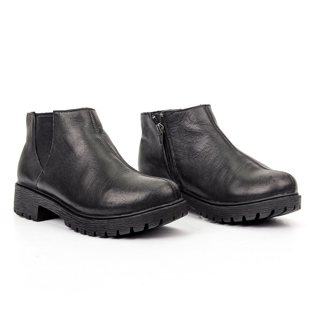 Alegria Women Shayne Black Leather Zip Chelsea Ankle Boots sz 6US EUR36